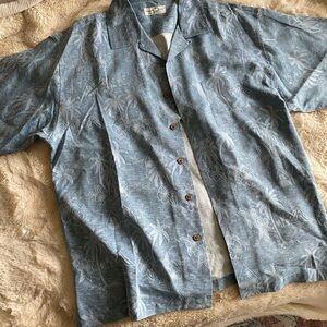 Men's Blue Floral Casual Button Down Shirt